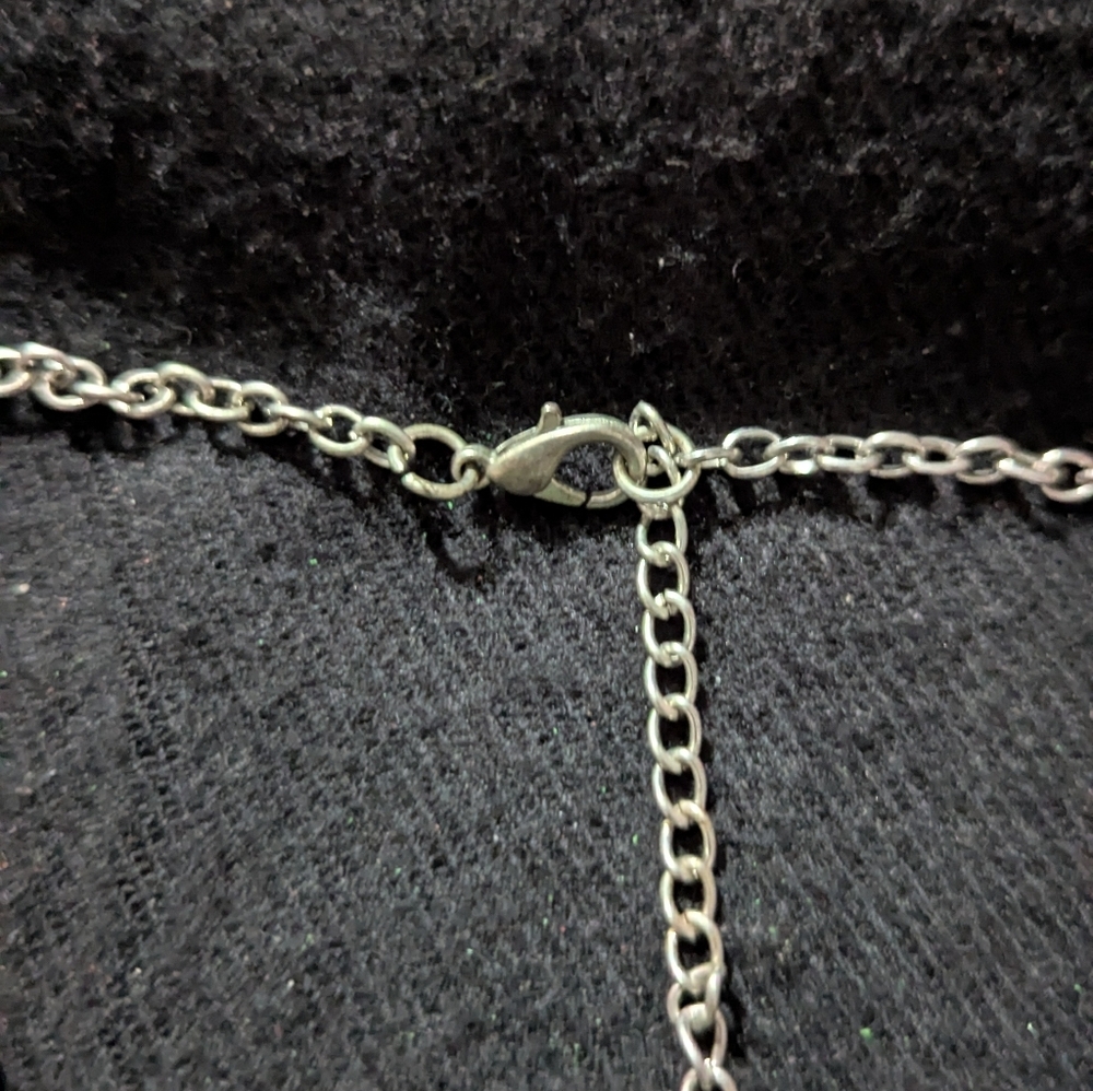 Silver Tone Clear Rhinestone Interlocking Circle Statement Choker Necklace - Picture 3 of 4